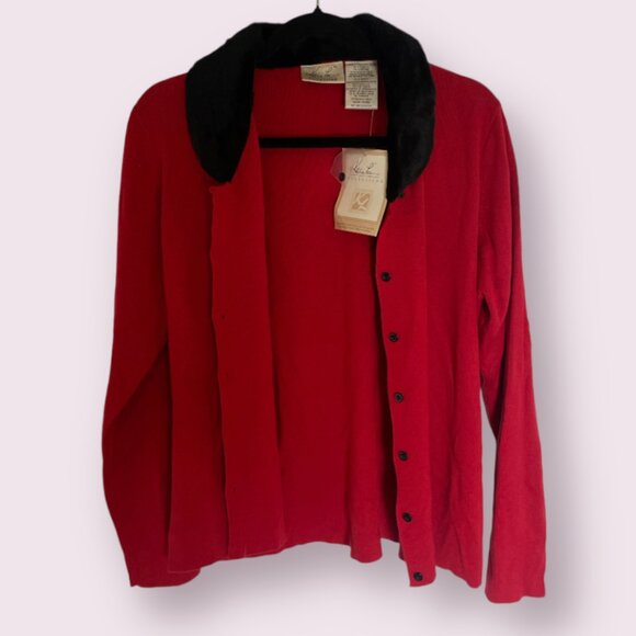 Faux Fur Classy Chic Glam Classic Collared Hipster Artsy Chic Cardigan Sweater - Picture 1 of 5